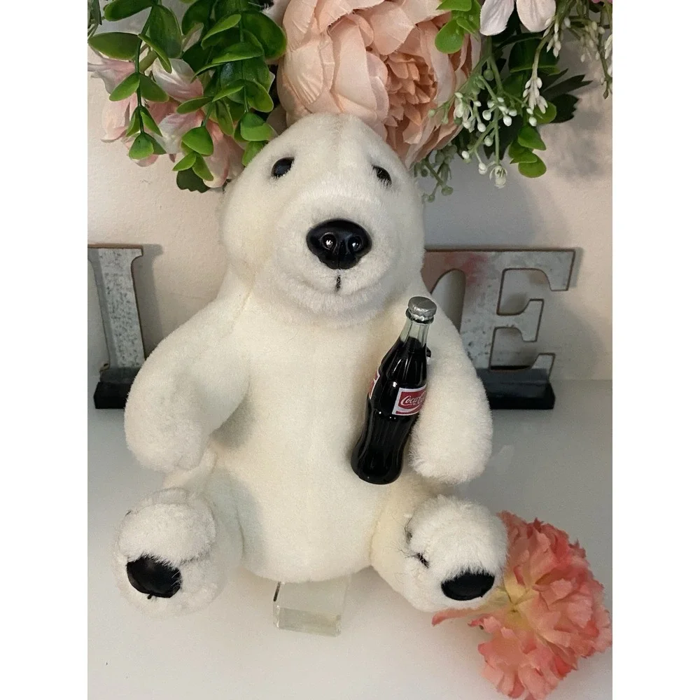 Coca Cola Smiling Polar Bear‎ 1993 Plush w Coke Bottle 7.5